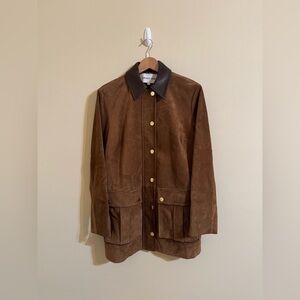 Veronica Beard Suz Suede Dickey Chore Coat Jacket Whisky Size Medium